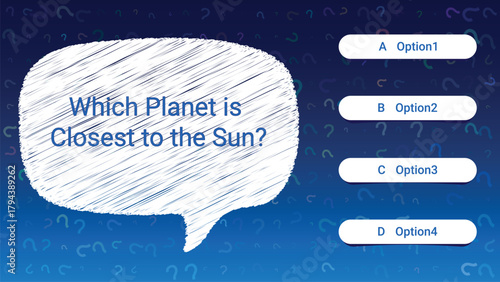 Multiple Choice Quiz Template with Speech Bubble Question Box and Gradient Background