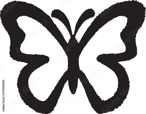 Black butterfly simple line drawing