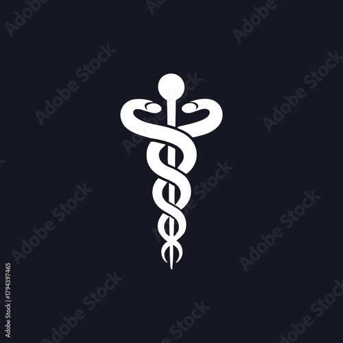 Caduceus icon logo flat vector design