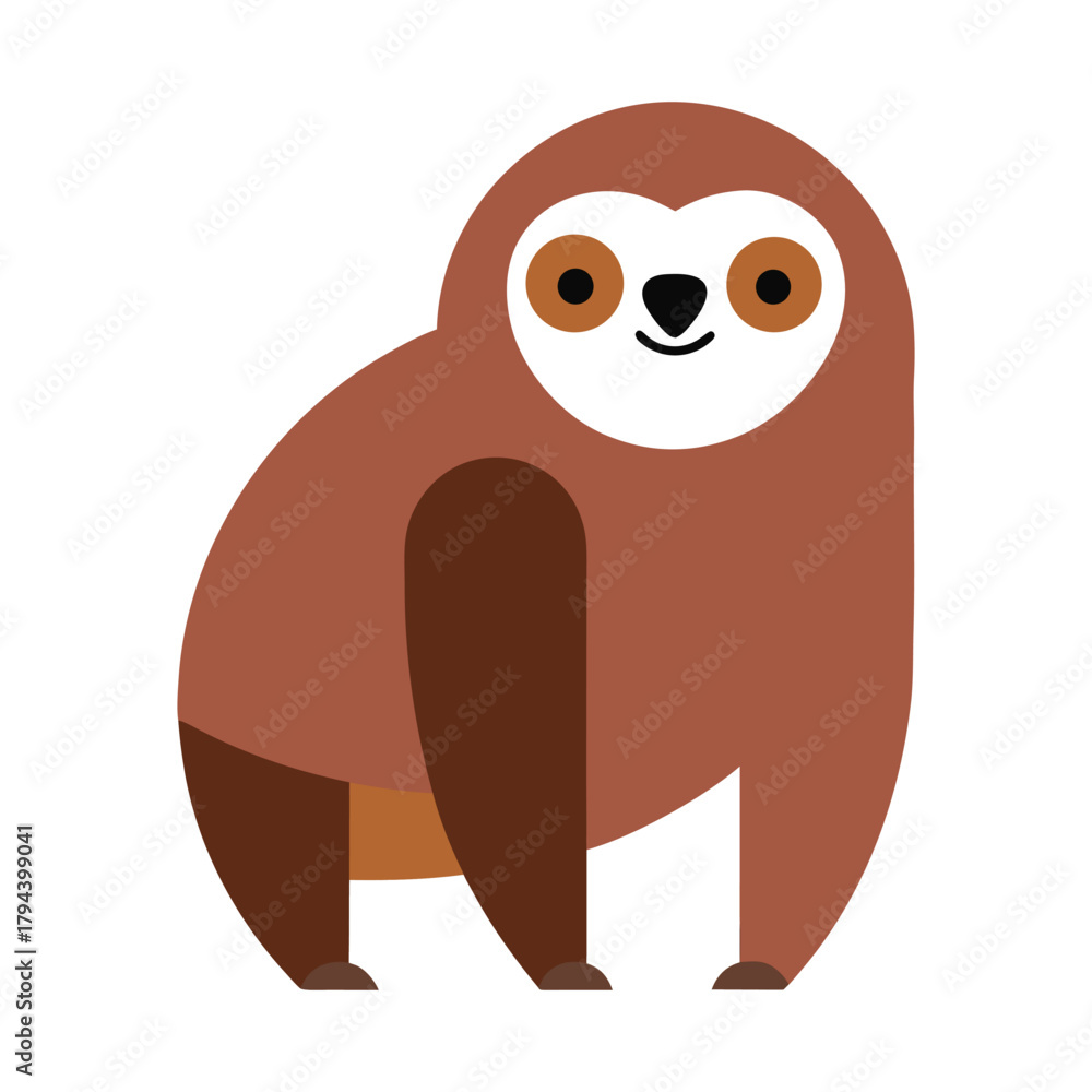 Naklejka premium Cute Flat Design Sloth animal wildlife