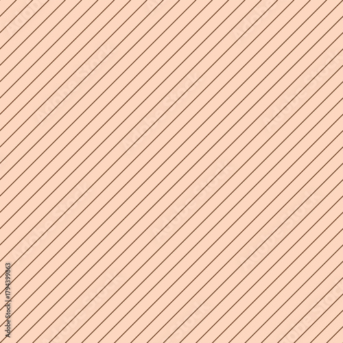Seamless deep orange brown diagonal stripe pattern on a light peach background. Vector design for backgrounds, packaging, textiles, web, and graphic projects, warm and minimal.