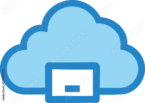 Cloud computing icon with laptop symbol