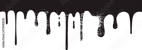 Black ink drips on white background liquid abstract