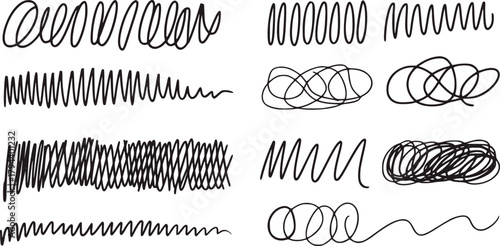 Black scribbles abstract artistic lines chaos collection