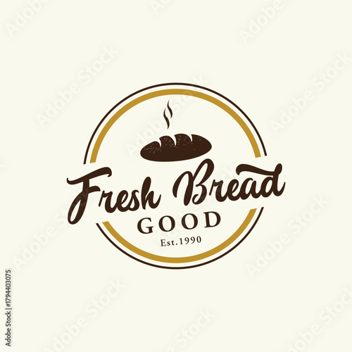 Delicious and tasty organic Fresh Baked Bakery Shop Logo design retro vintage.Logo for bakery shop, label or badge, business.