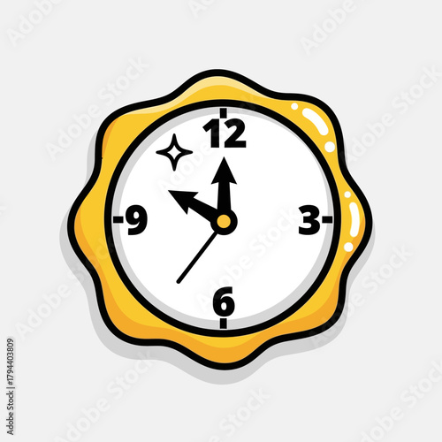 An isolated illustration of a classic retro square alarm clock ringing, symbolizing an urgent deadline, time management, and a morning wake-up call