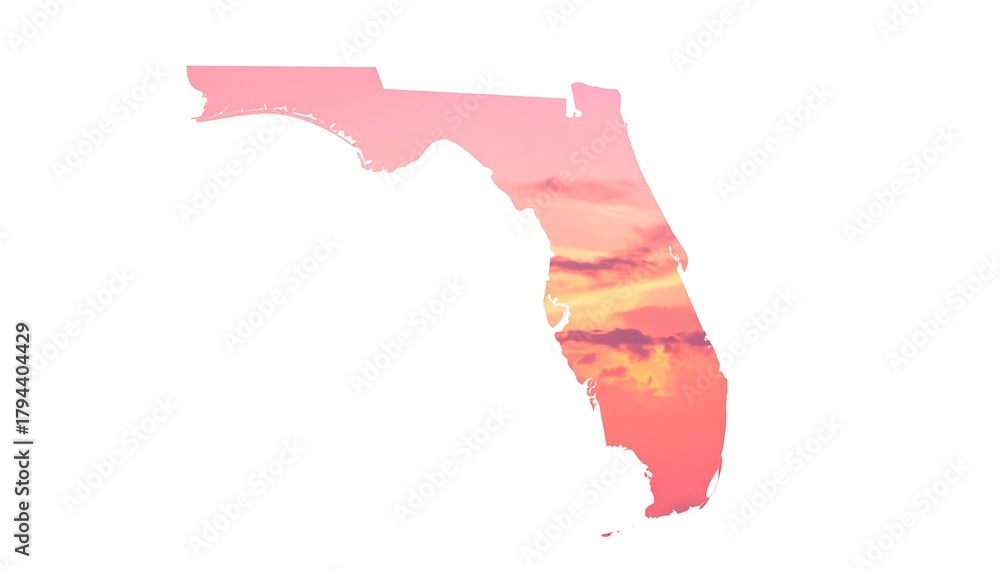 Fototapeta premium Florida State Silhouette with Sunset Colors and Coastal Vibes.