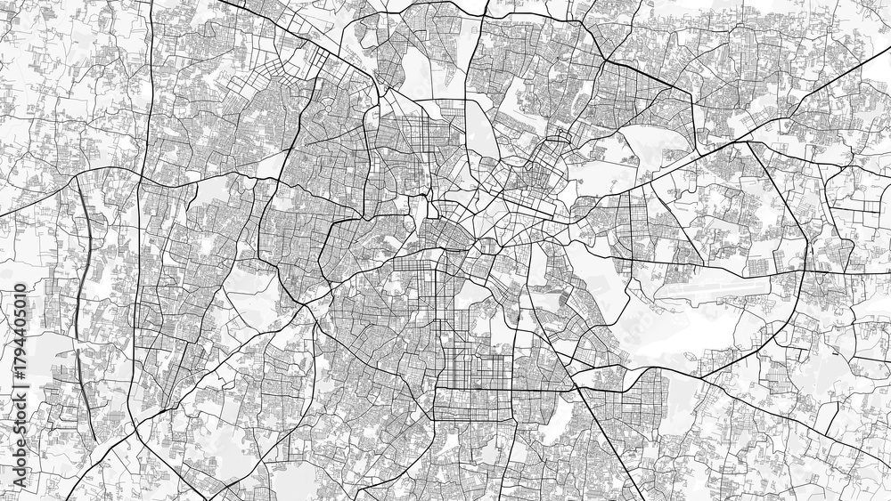 Fototapeta premium Bengaluru City Map. Minimalist black and white line art poster for printing, wallpaper, wall art, and map resources for home and office decor