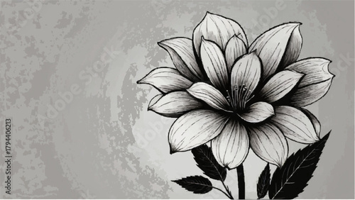 Vintage seamless pattern of white lily flowers and abstract leaf illustration for spring or summer decoration design