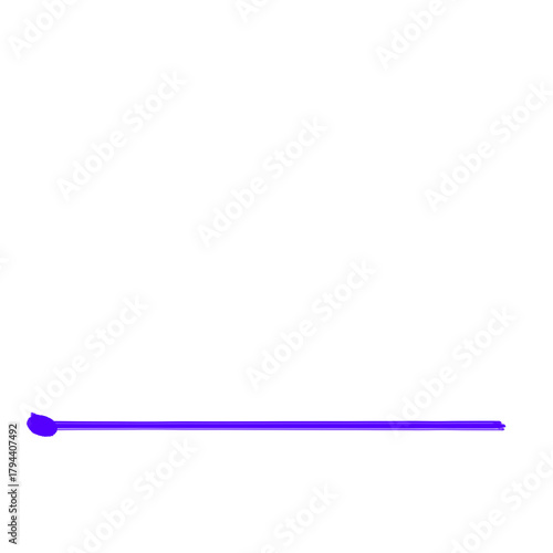 Abstract purple line with circular end on white background, minimalist design, graphic element