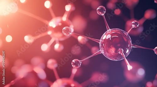 Fototapeta Naklejka Na Ścianę i Meble -  3d molecule background with connected spheres and dynamic atomic structure