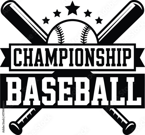 Classic sports championship baseball emblem with crossed bats Vector