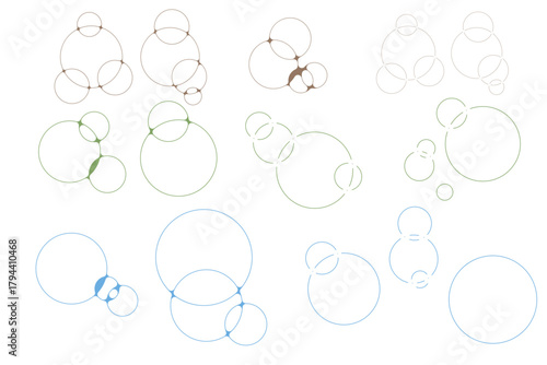 重なりおしゃれ丸　泡　バブル　水　液体　丸装飾　背景
