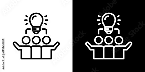 Collaboration Icon Set. Clean Line Design With Light And Dark Versions For Versatile Use. 