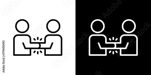 Partnership Icon Set. Clean Line Design With Light And Dark Versions For Versatile Use. 