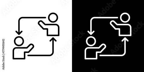 Interaction Icon Set. Clean Line Design With Light And Dark Versions For Versatile Use. 