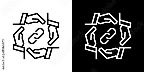 Link Icon Set. Clean Line Design With Light And Dark Versions For Versatile Use. 