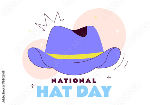 National Hat Day Vector Illustration Featuring January 15 To Celebrate The Diverse Range Of Hats From Around The World In a Flat Style Background