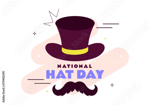 National Hat Day Vector Illustration Featuring January 15 To Celebrate The Diverse Range Of Hats From Around The World In a Flat Style Background