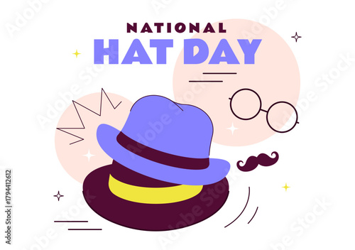 National Hat Day Vector Illustration Featuring January 15 To Celebrate The Diverse Range Of Hats From Around The World In a Flat Style Background