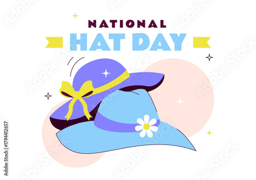 National Hat Day Vector Illustration Featuring January 15 To Celebrate The Diverse Range Of Hats From Around The World In a Flat Style Background