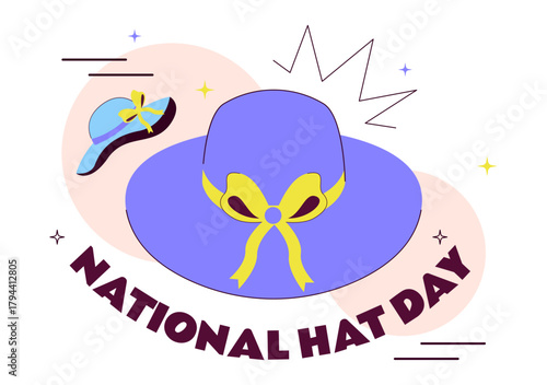 National Hat Day Vector Illustration Featuring January 15 To Celebrate The Diverse Range Of Hats From Around The World In a Flat Style Background