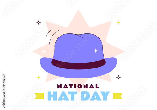 National Hat Day Vector Illustration Featuring January 15 To Celebrate The Diverse Range Of Hats From Around The World In a Flat Style Background