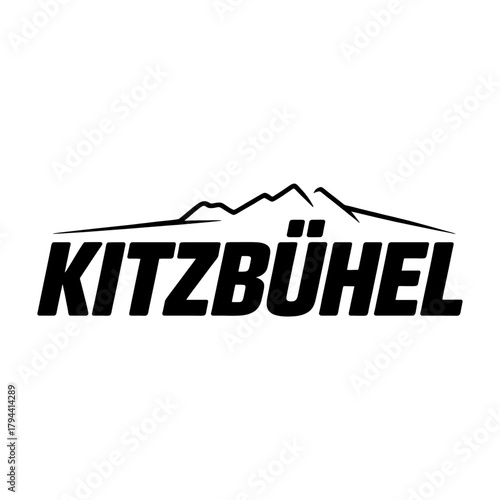 Scenic Kitzbühel Mountains logo featuring towering peaks, pine trees, and a winding river