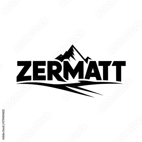 Scenic Zermatt Mountains logo featuring towering peaks, pine trees, and a winding river