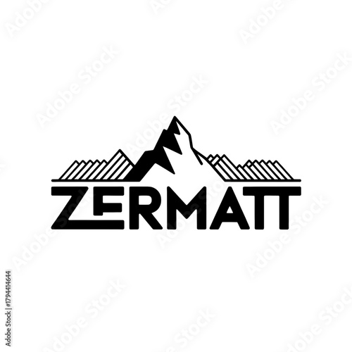  Scenic Zermatt Mountains logo featuring towering peaks, pine trees, and a winding river
