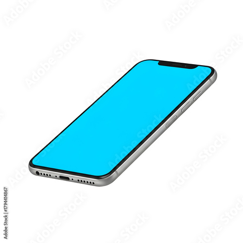 Smartphone Mockup with Blank Blue Screen