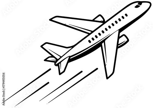 Dynamic airplane soars toward new adventures, perfect for travel or business promotion