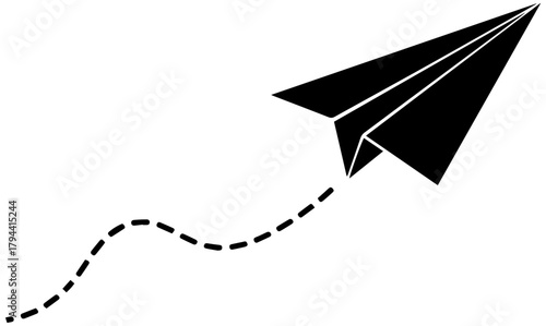 Soaring paper airplane icon symbolizing dreams, innovation, and creative journeys