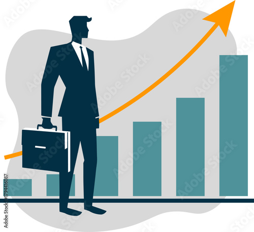 Businessperson with Upward Growth Chart

