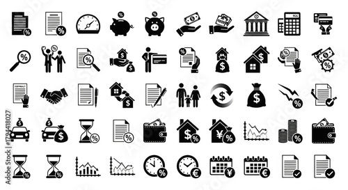 Financial icons shimmering like iridescent mirages