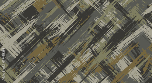 Abstract brushstroke pattern with shades of gray, brown, and beige.
