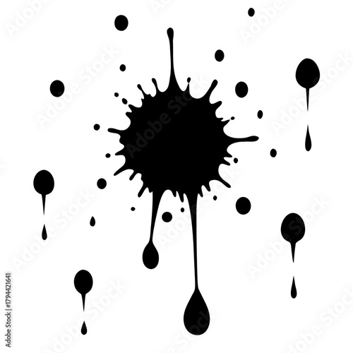 Black ink blots and splash stains grunge vector illustration design elements