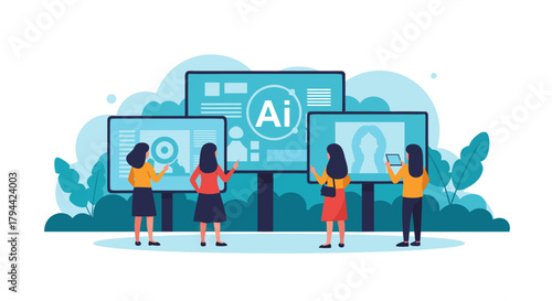 Empowering women strategizing with AI insights, envisioning success, and driving innovation through data-driven decisions for a brighter future