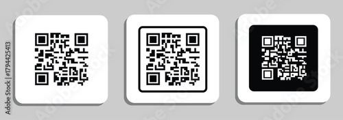 Clean flat vector illustration of a generic QR code icon for apps, payment systems, and digital marketing