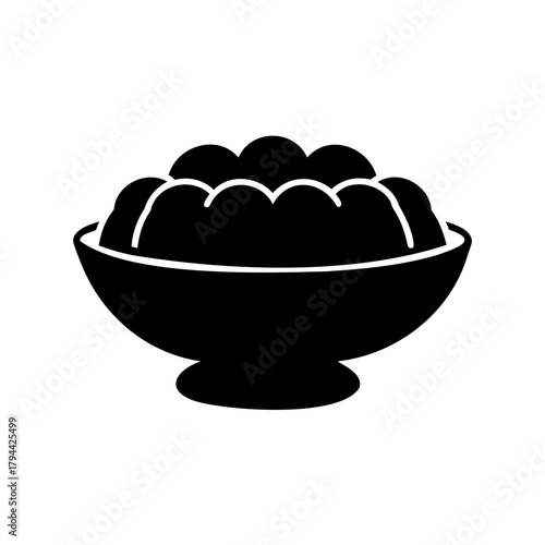 Dessert bowl with abstract lumpy food icon graphic design Vector, illustration