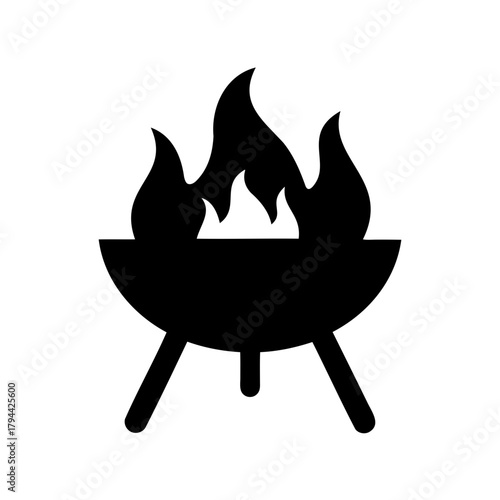 Barbecue grill with flames vector icon symbol design element Vector, illustration