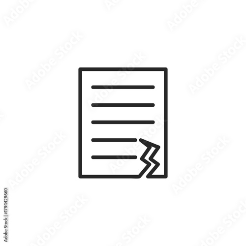 シンプルな破れた紙・書類のアイコン