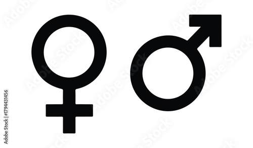 Simple black symbols representing female and male gender icons