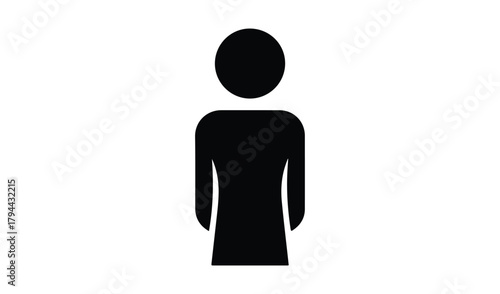 Simple silhouette of a person standing against a white background
