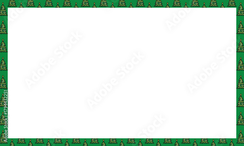 Christmas border frame, Christmas rectangle frame with Christmas tree pattern, Christmas greeting card