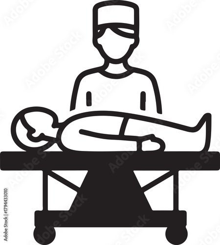 Medical Icon: Surgeon and Patient on Operating Table