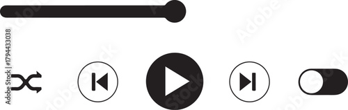 Music Player Controls: Play, Skip, Shuffle, and Toggle Icons
