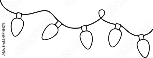 Minimalist Christmas Light Garland Line Art Vector Holiday String Lights Outline Ai Generated