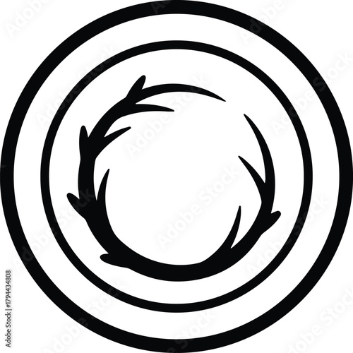 Illustrator Antlers circle minimal round symbol abstract emblem Silhouette vector