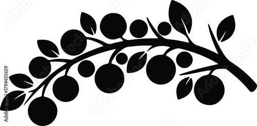 Illustrator Fruit tree branch full of fruits Silhouette vector